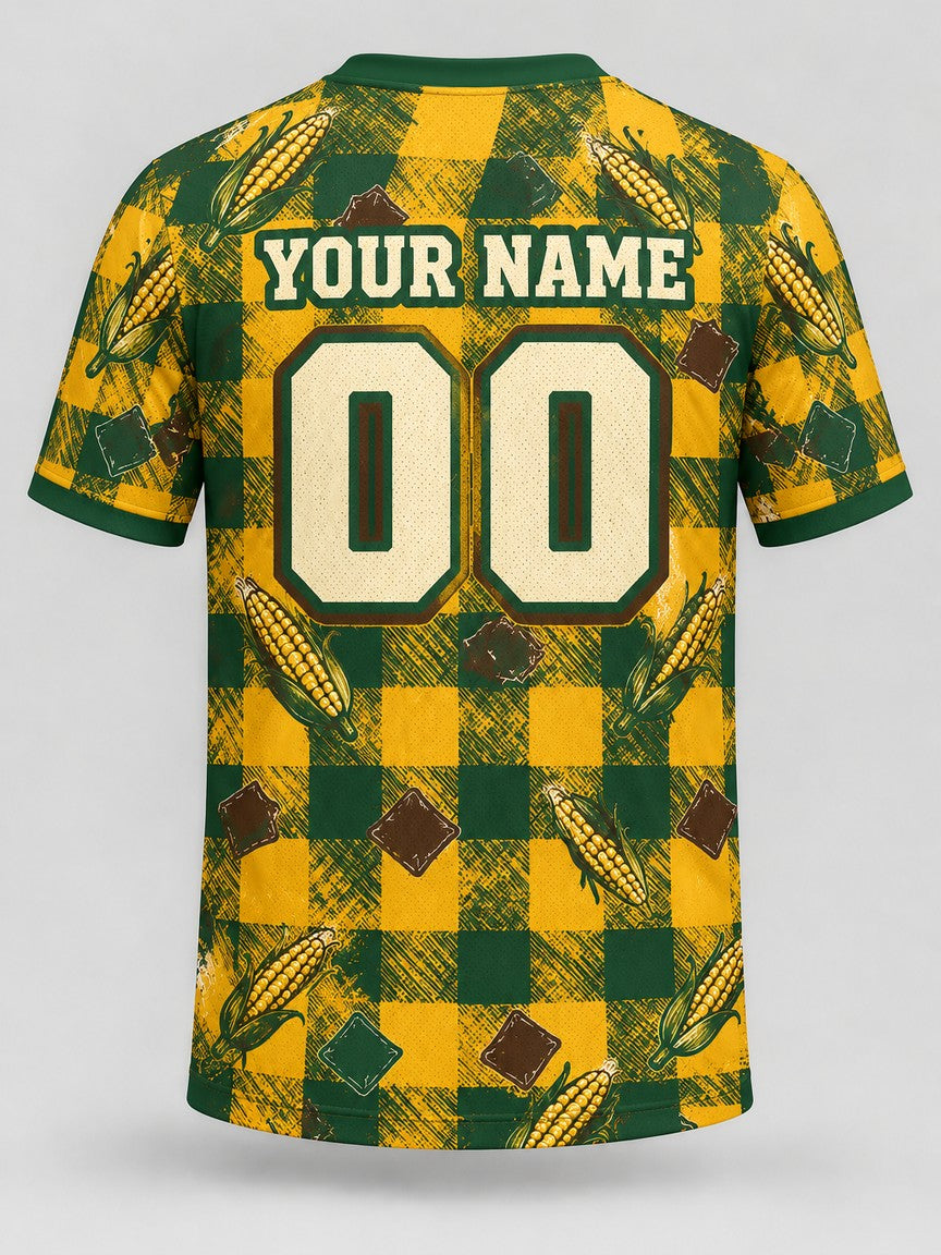 Harvest Plaid custom cornhole jersey - back view