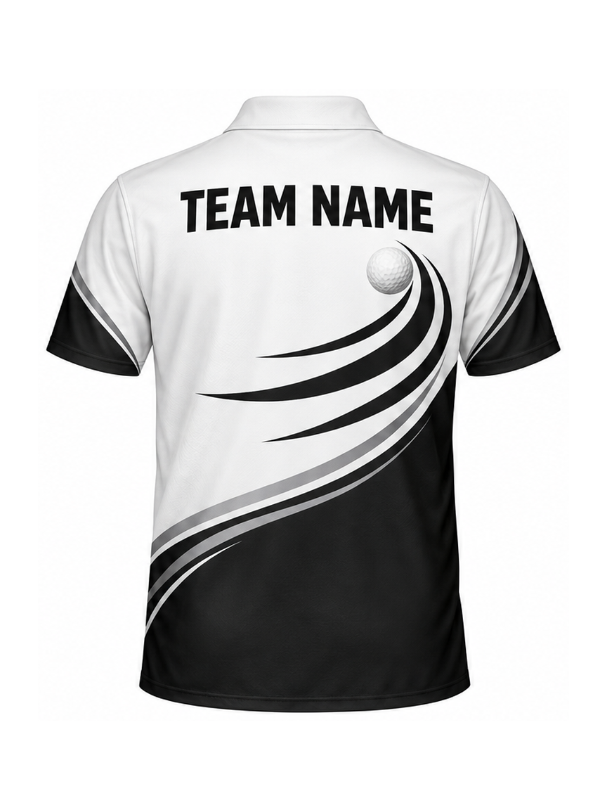 Monochrome Sweep custom Golf team shirt - back team name preview