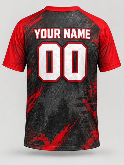 Back of the jersey with the placeholder name and number area