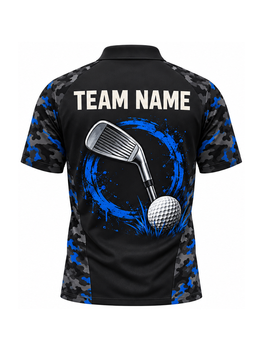 Cobalt Camo Relic custom Golf team shirt - back team name preview