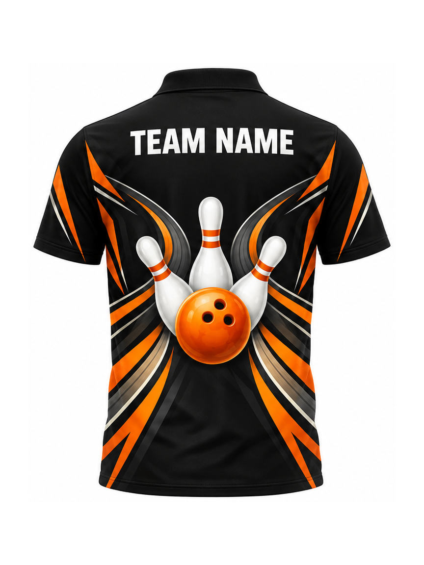 Tangerine Arrowfield custom Bowling team shirt - back team name preview