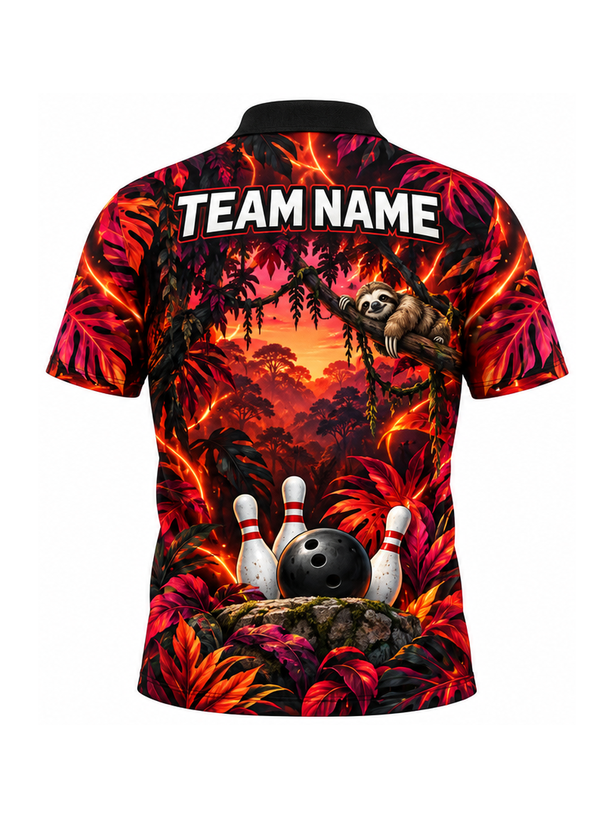 Sloth Ember Canopy custom Bowling team shirt - back team name preview