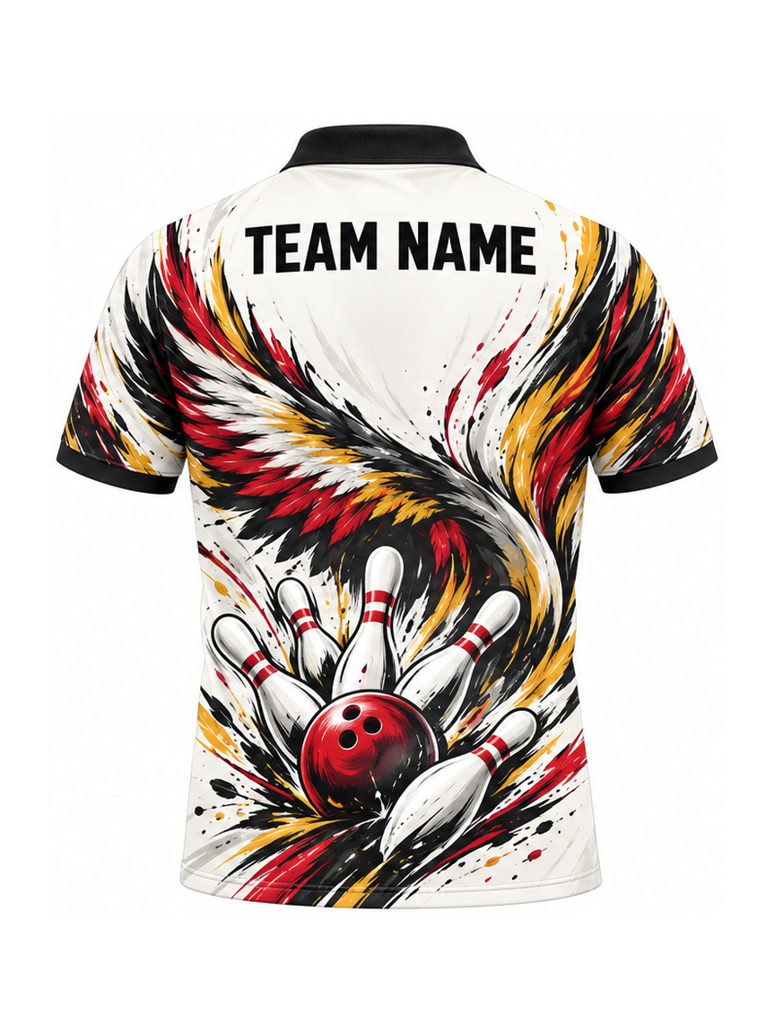 White Eagle Brushflight custom Bowling team shirt - back team name preview