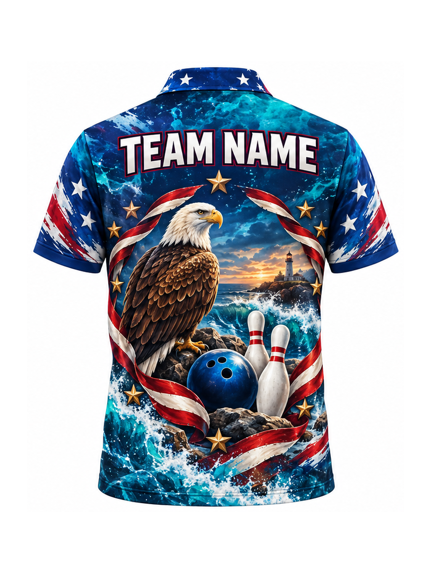 Eagle Harbor Standard custom Bowling team shirt - back team name preview