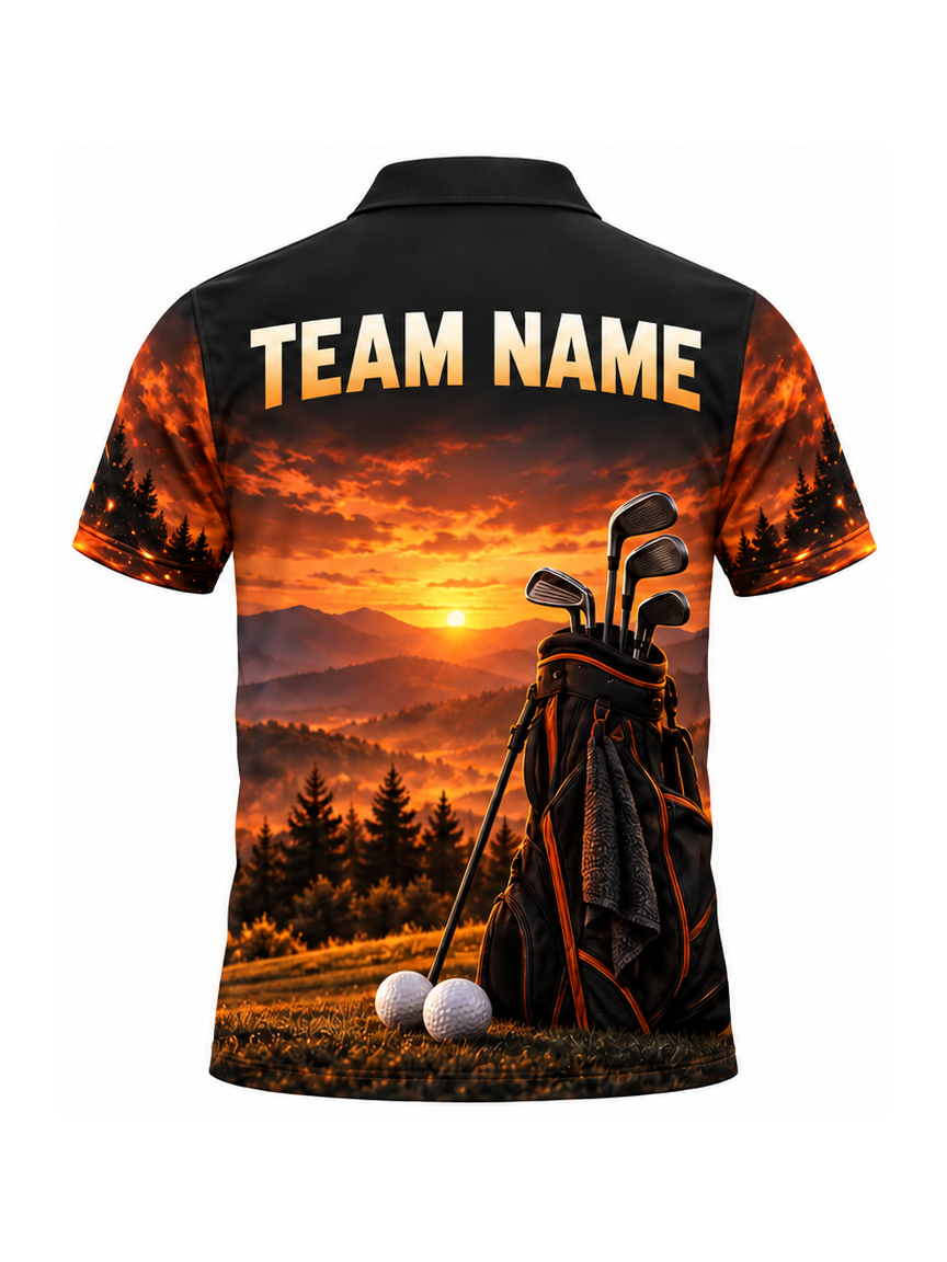 Sunset Ember Glide custom Golf team shirt - back team name preview