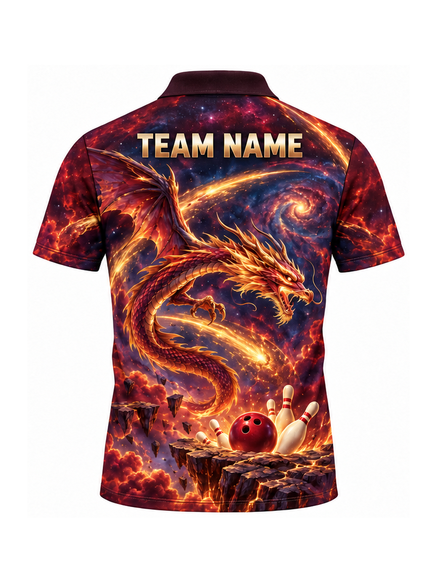 Copper Comet Dragon custom Bowling team shirt - back team name preview