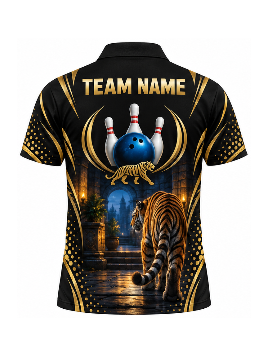 Tiger Gilded Courtyard custom Bowling team shirt - back team name preview