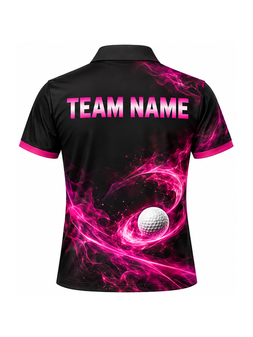 Magenta Plasma Drive custom Golf team shirt - back team name preview