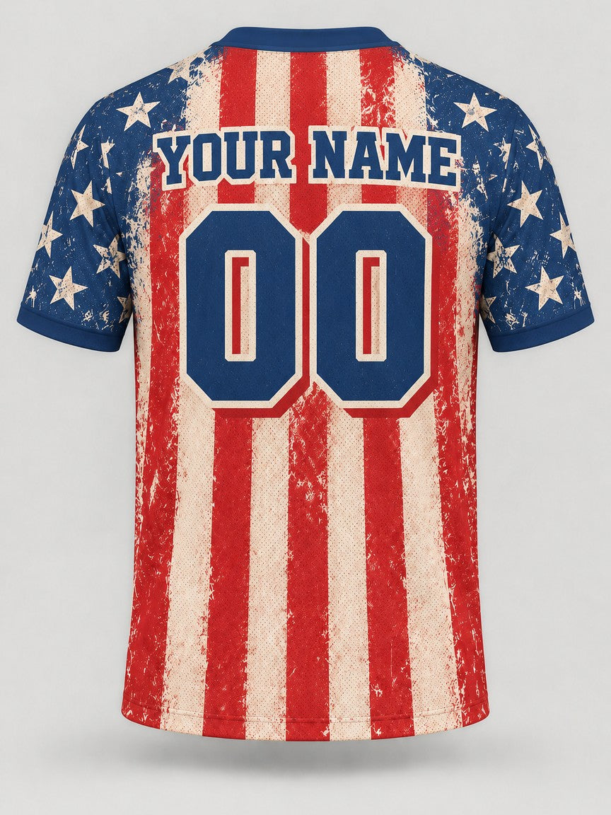 Old Glory Script custom cornhole jersey - back view
