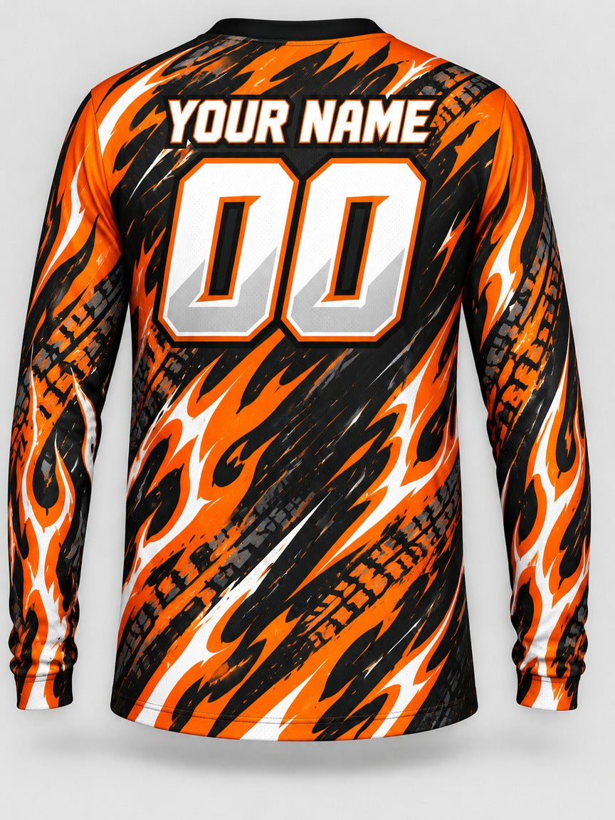 Orange Burnout custom motocross jersey - back view