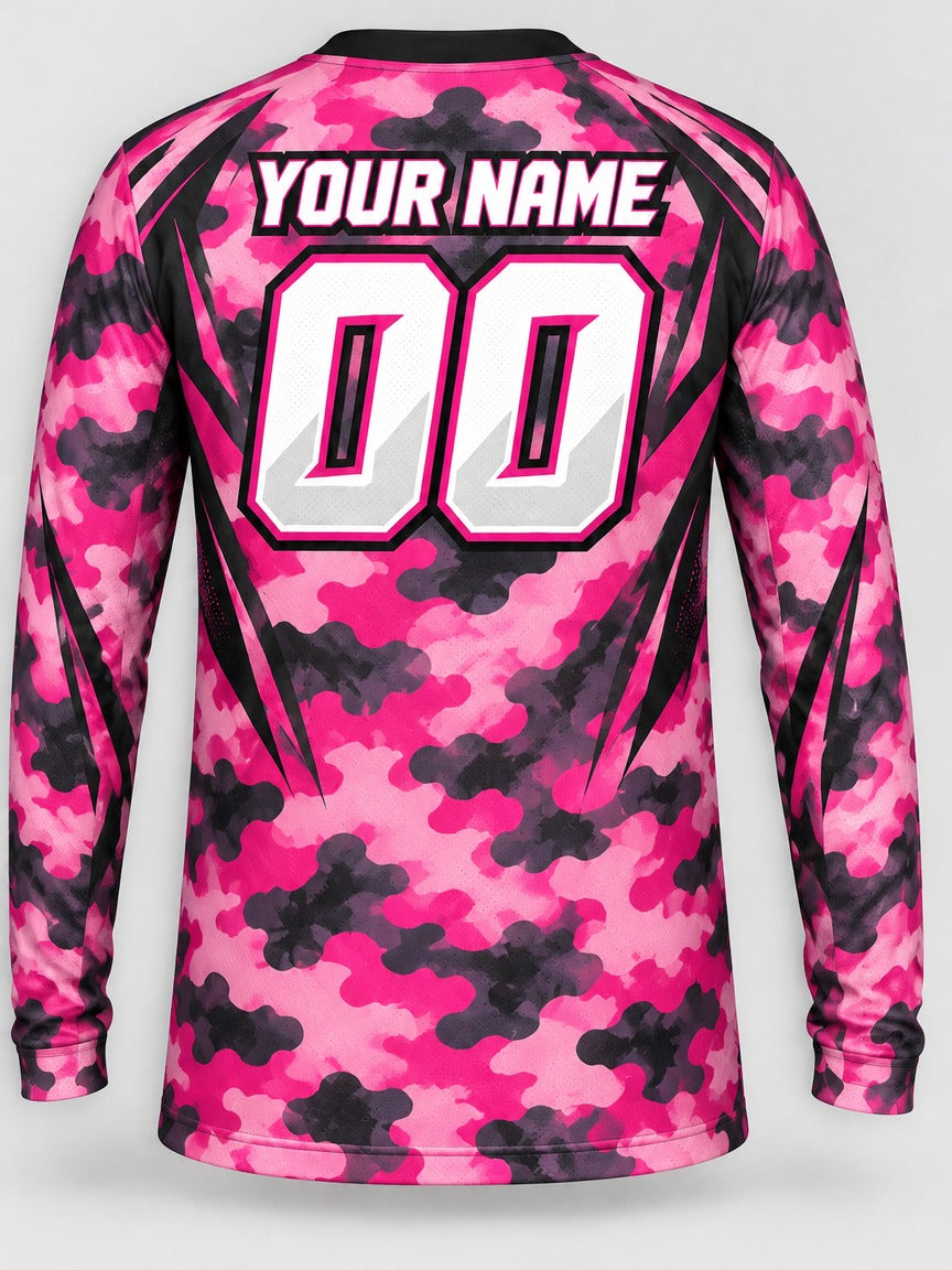 Pink Camo custom motocross jersey - back view