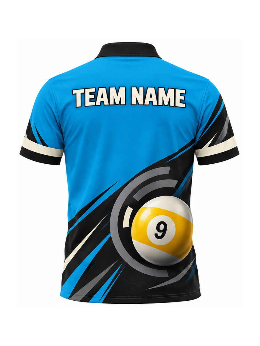 Sky Split Dual custom Billiards team shirt - back team name preview