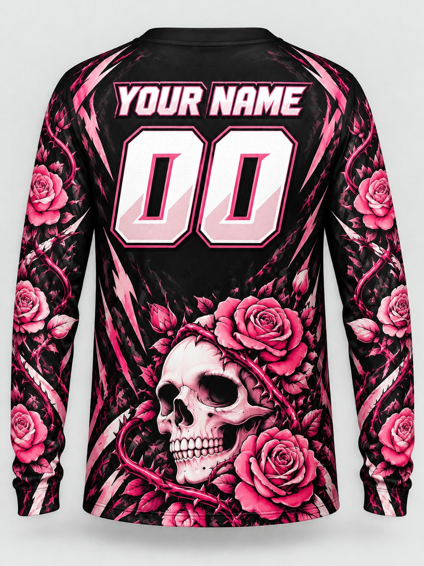Rose Skull custom motocross jersey - back view