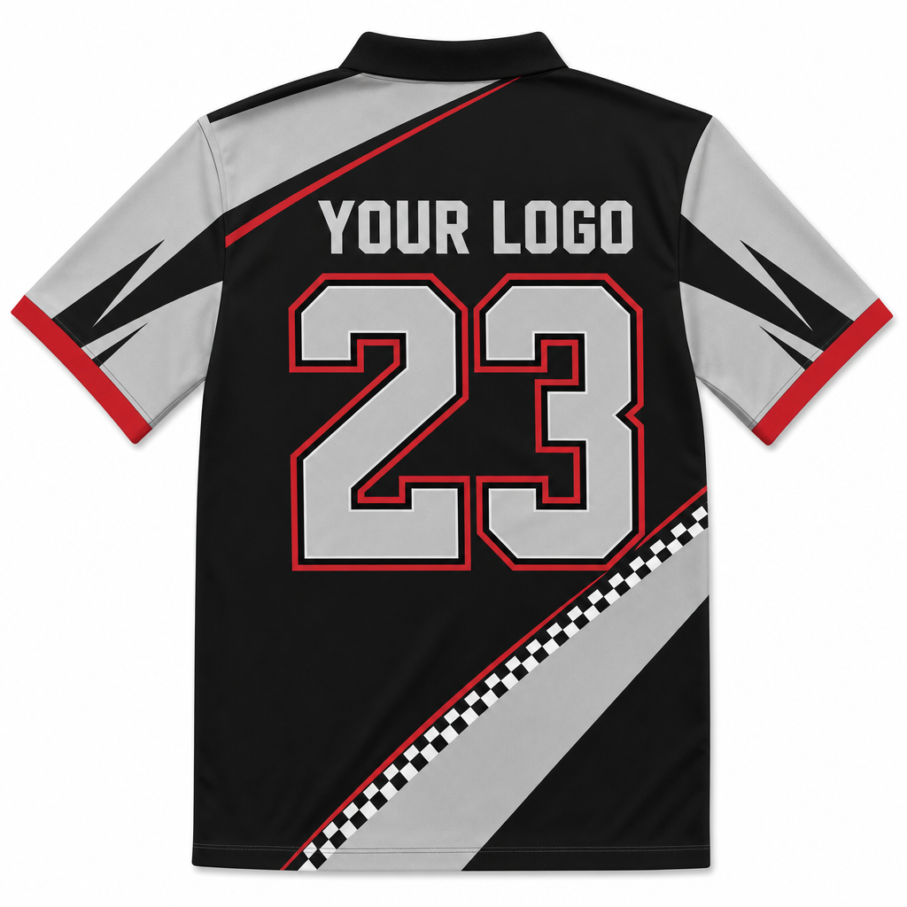 Carbon Golf Shirt, back, showing number placement