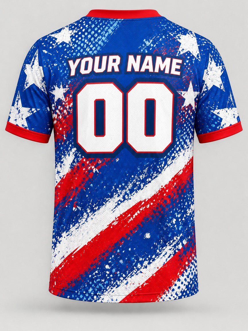 Stars and Splatter custom cornhole jersey - back view