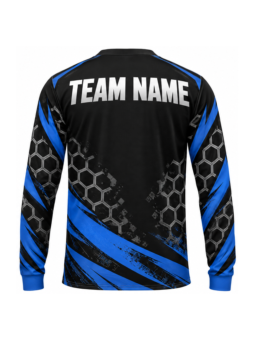 Cobalt Hex Drive custom Motocross team shirt - back team name preview