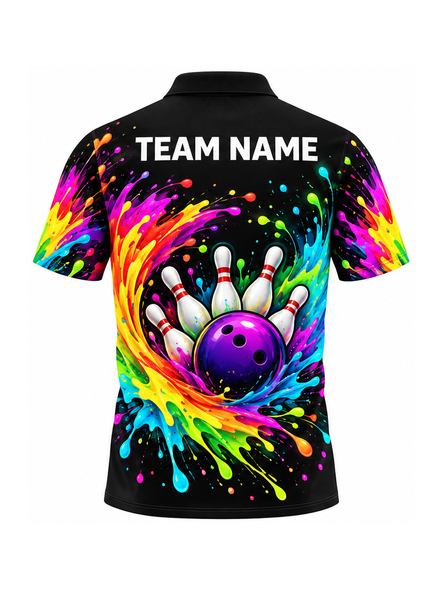 Prismatic Paint Bloom custom Bowling team shirt - back team name preview