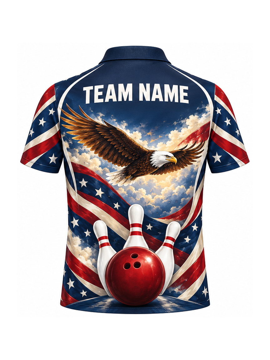 Eagle Scarlet Canopy custom Bowling team shirt - back team name preview