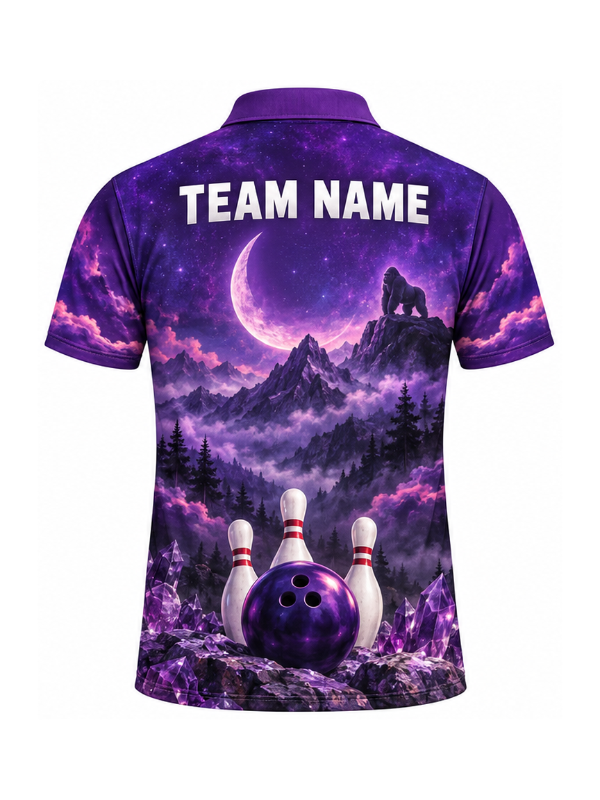 Amethyst Gorilla Ridge custom Bowling team shirt - back team name preview