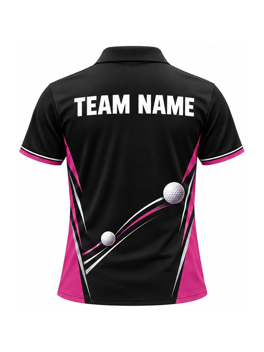 Fuchsia Fairway Motion custom Golf team shirt - back team name preview