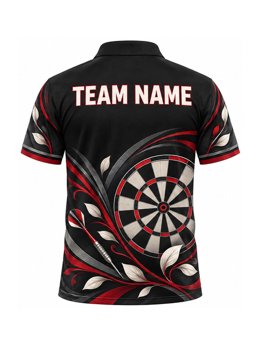 Ivory Crimson Brick Petals custom Darts team shirt - back team name preview