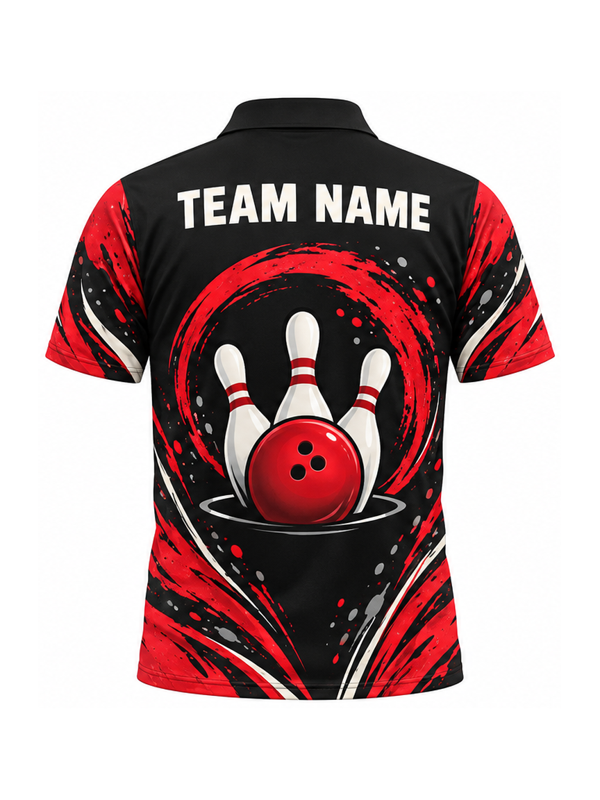 Scarlet Ink Pinwork custom Bowling team shirt - back team name preview