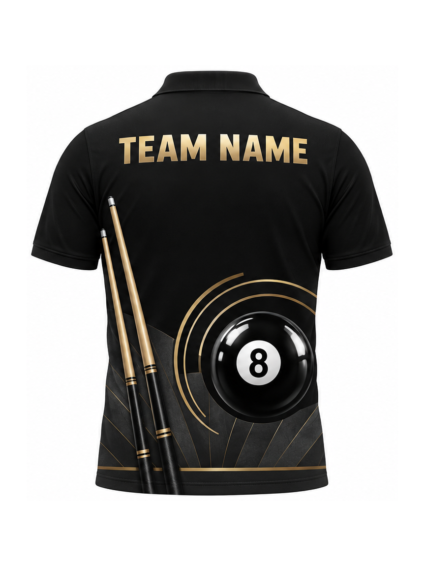 Onyx Eight Meridian custom Billiards team shirt - back team name preview