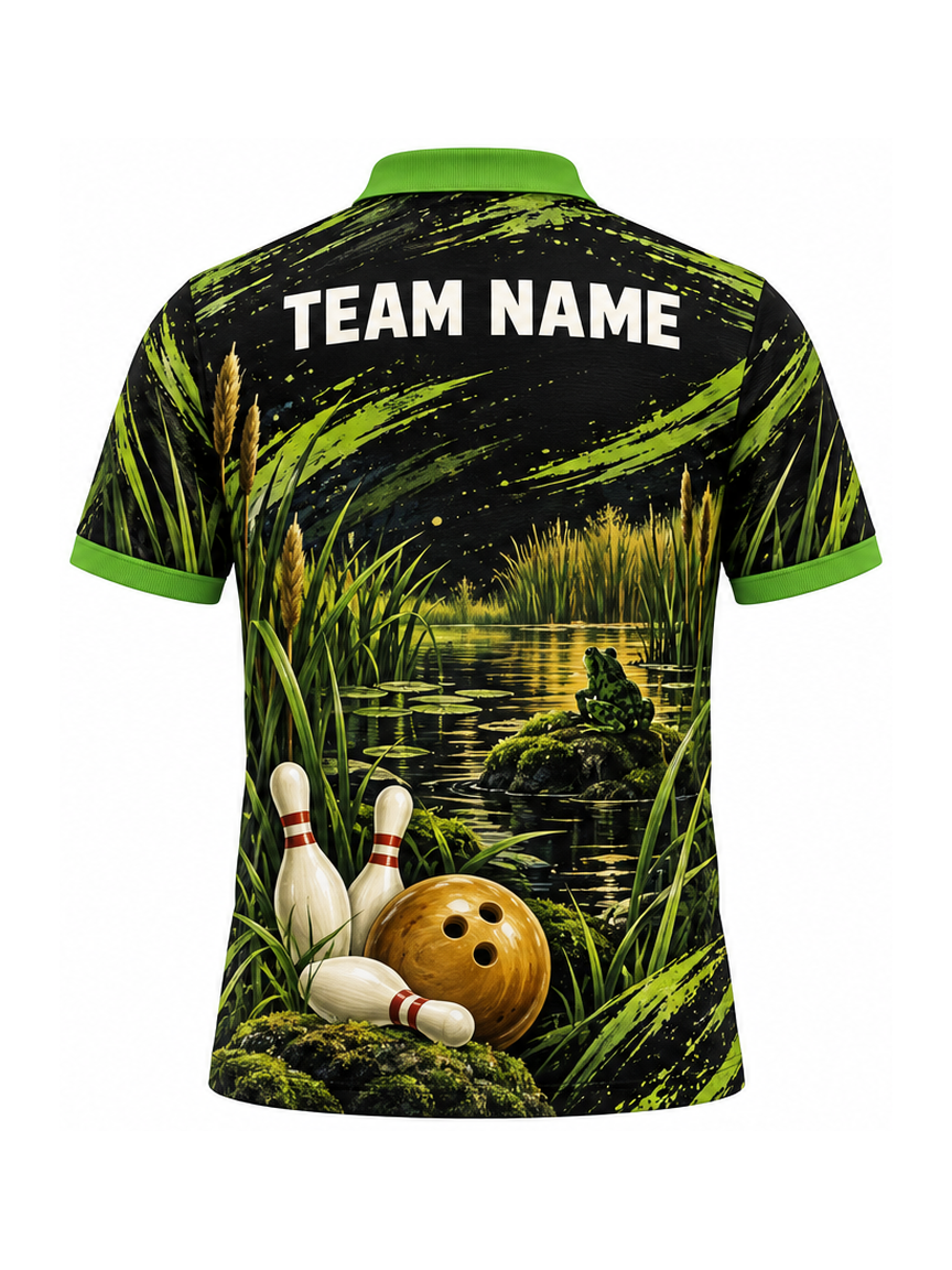 Moss Frog Reedwalk custom Bowling team shirt - back team name preview