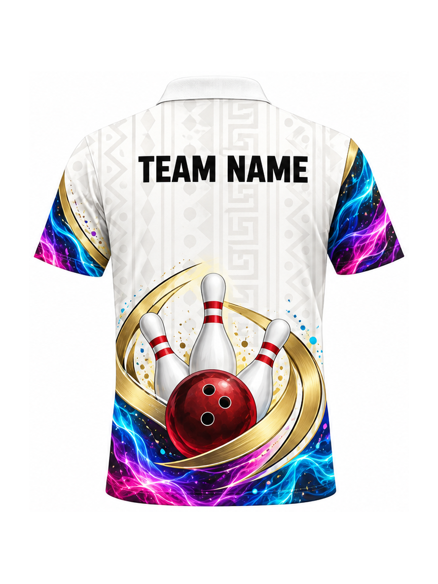Prismatic Gilded Current custom Bowling team shirt - back team name preview