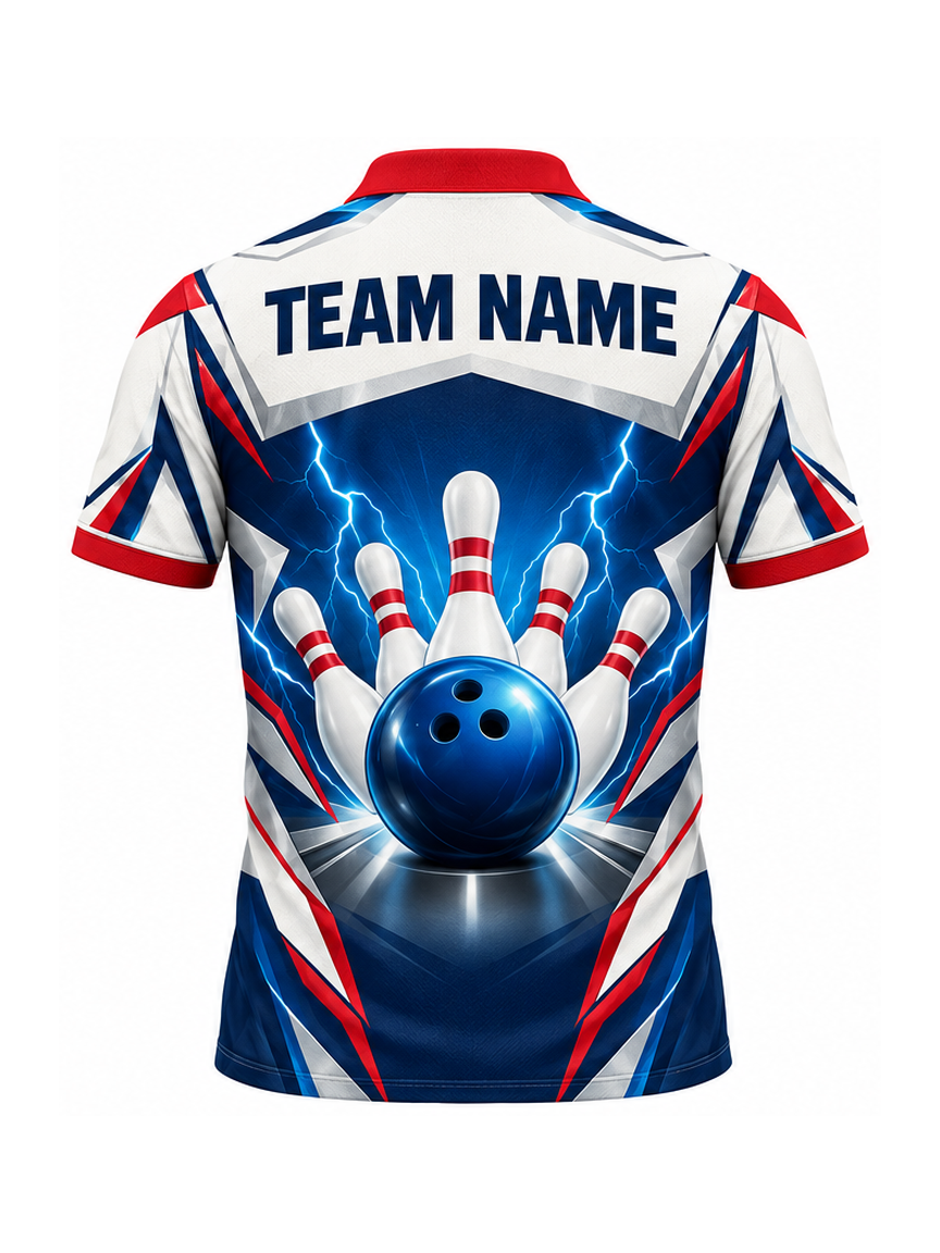 Cobalt Porcelain Facets custom Bowling team shirt - back team name preview