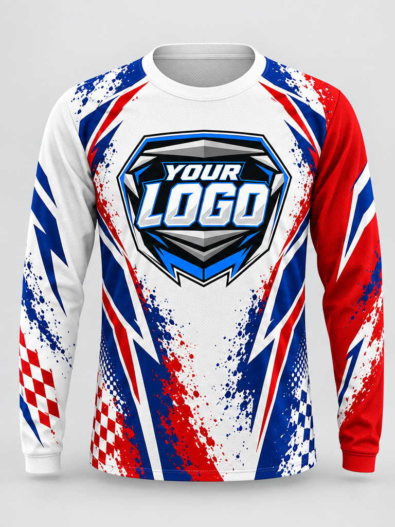 Tricolor Paint Rush Custom Dirt Bike Jersey - front view