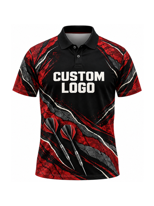 Crimson Fracture Current custom Darts team shirt - front logo preview