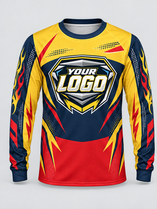 Golden Tricolor Blaze Custom Dirt Bike Jersey - front view