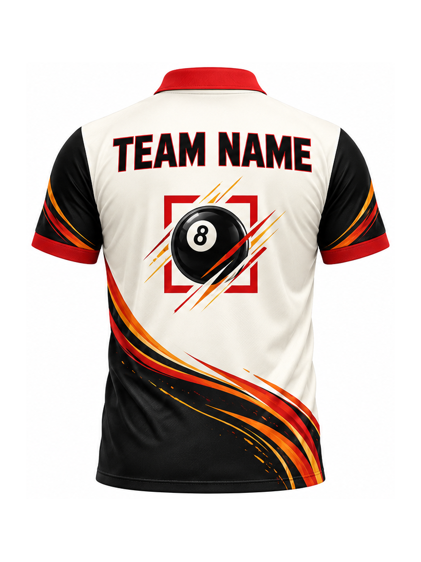 Scarlet Ember Drift custom Billiards team shirt - back team name preview