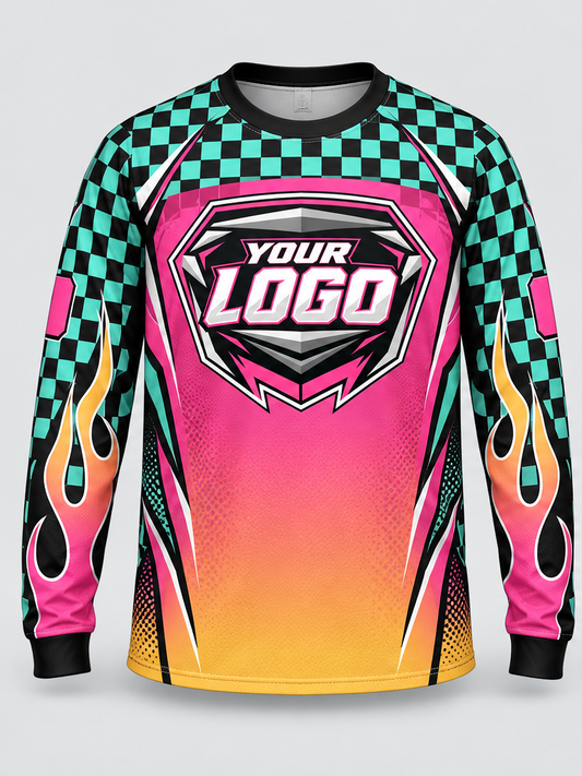 Sunset Checkfire Custom Dirt Bike Jersey - front view