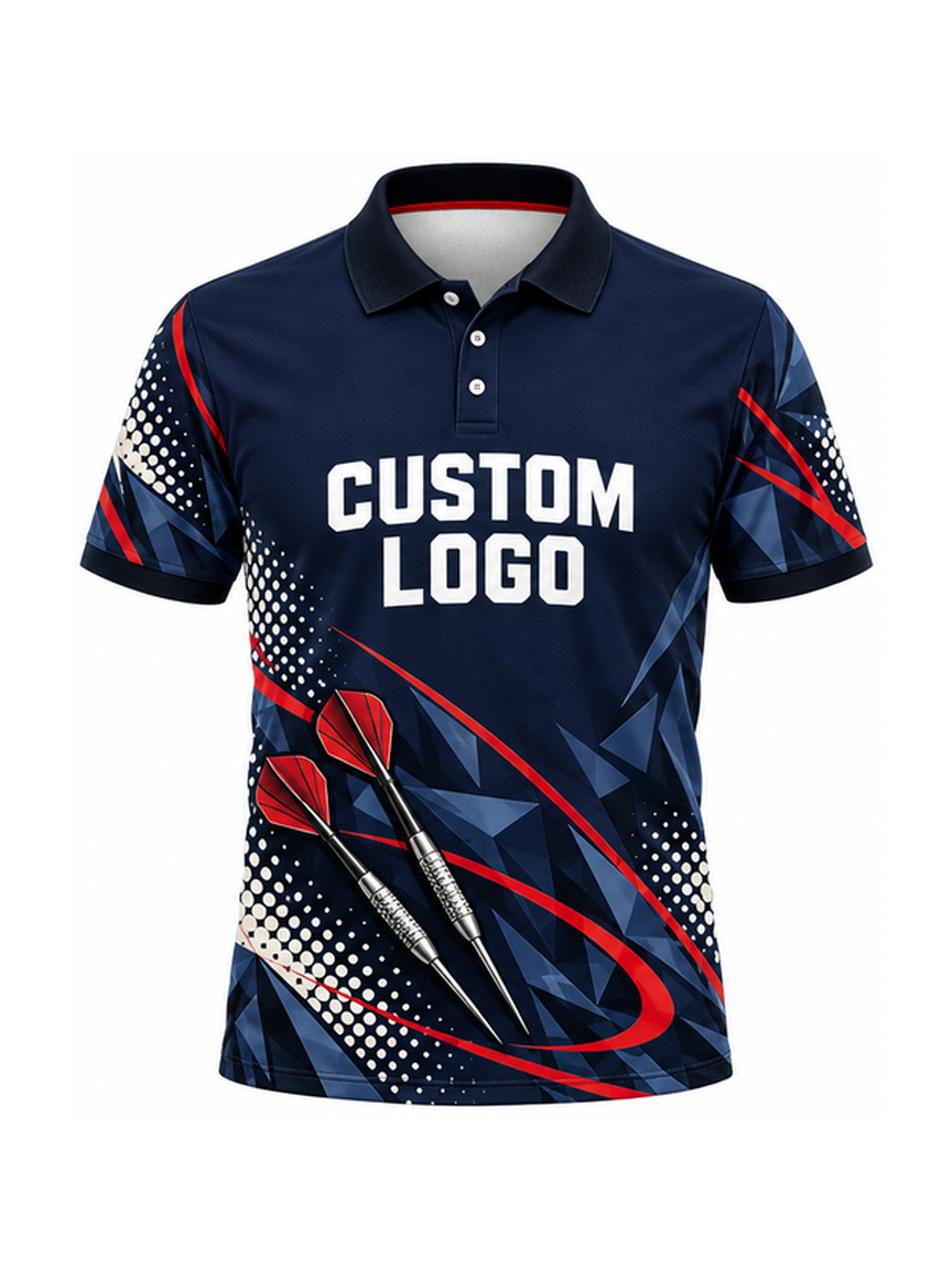 Navy Shard Orbit custom Darts team shirt - front logo preview