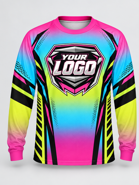 Neon Spectrum Fade Custom Dirt Bike Jersey - front view