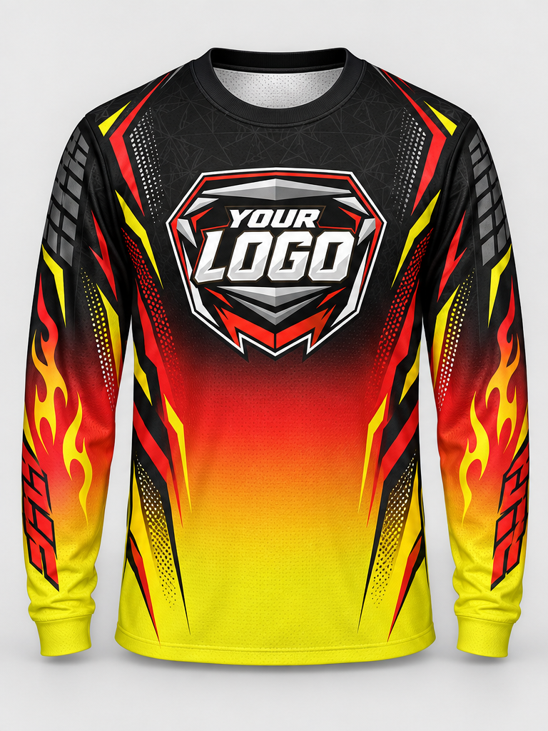 Inferno Flame Fade Custom Dirt Bike Jersey - front view