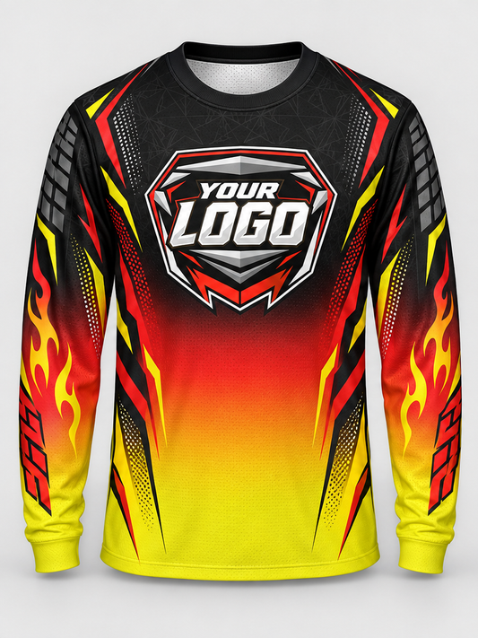 Inferno Flame Fade Custom Dirt Bike Jersey - front view