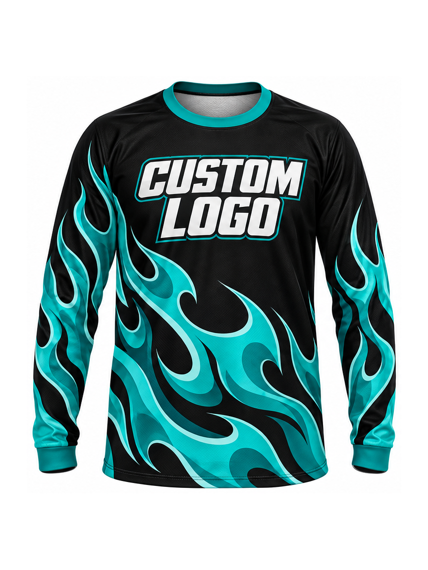 Aqua Afterburn custom Motocross team shirt - front logo preview