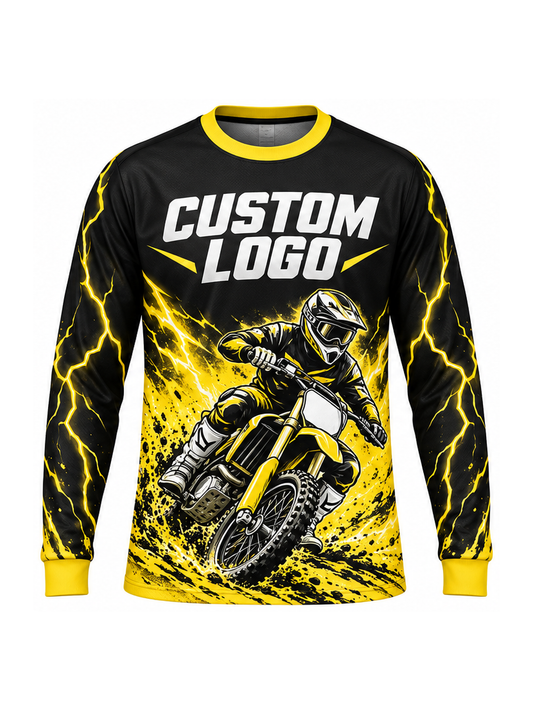Yellow Storm Rider custom Motocross team shirt - front logo preview