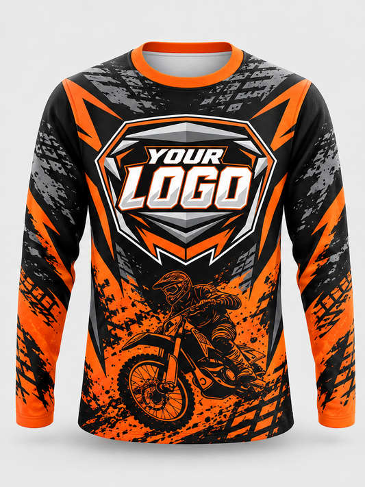 Orange Rider Splash Custom Dirt Bike Jersey - front view