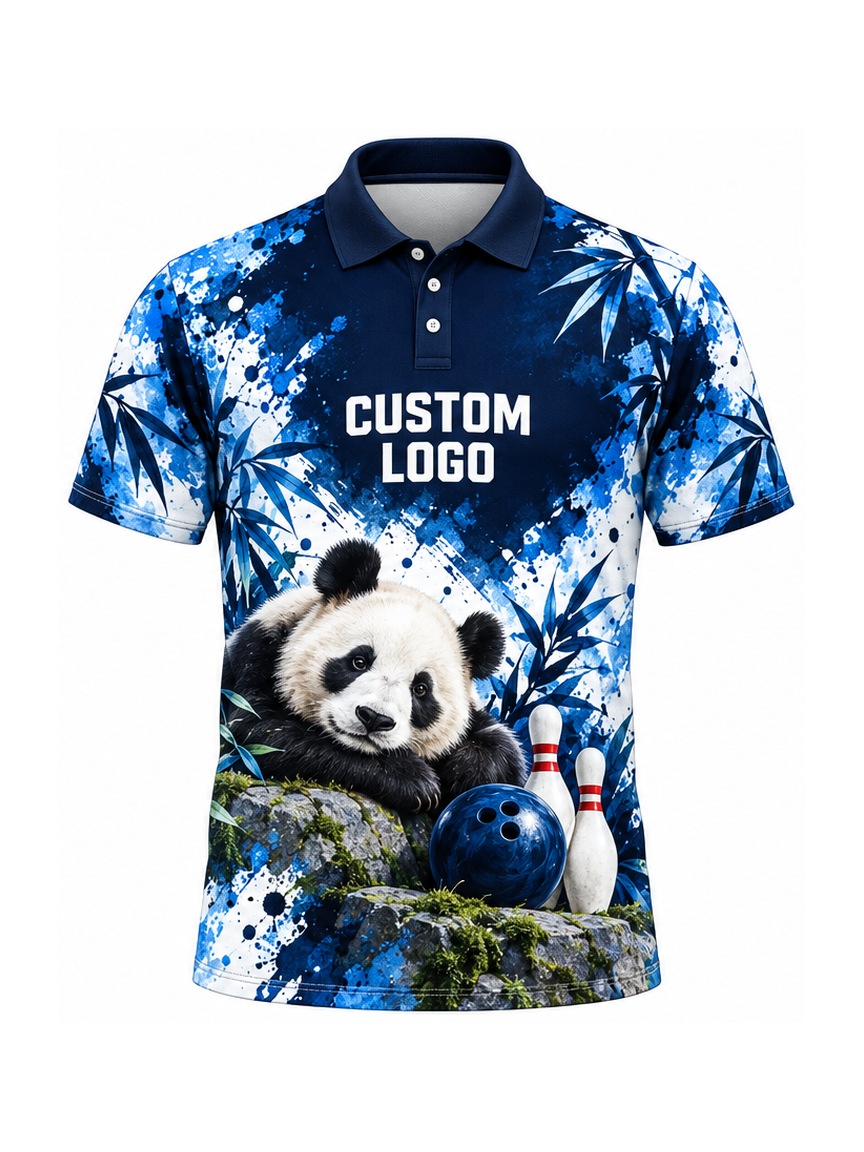 Azure Bamboo Break custom Bowling team shirt - front logo preview