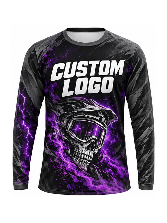 Violet Voltage Skull custom Motocross team shirt - front logo preview
