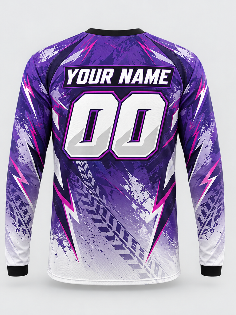 Violet Tread Fade Custom Dirt Bike Jersey - back view