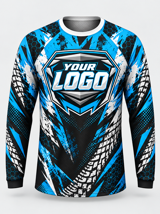 Azure Treadstrike Custom Dirt Bike Jersey - front view