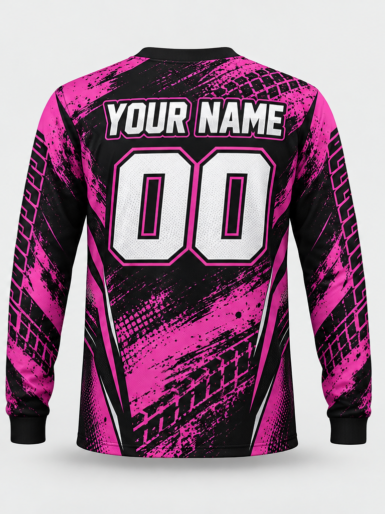 Magenta Nightfall Custom Dirt Bike Jersey - back view