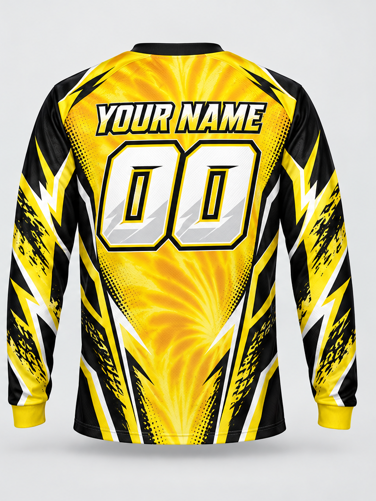 Solar Yellow Flare Custom Dirt Bike Jersey - back view