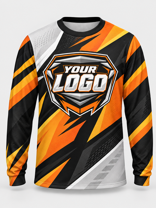 Orange Lightning Slice Custom Dirt Bike Jersey - front view