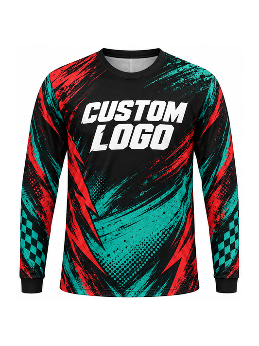 Scarlet Teal Shock custom Motocross team shirt - front logo preview
